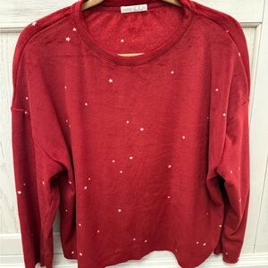 Red Star Patterned Women's Top